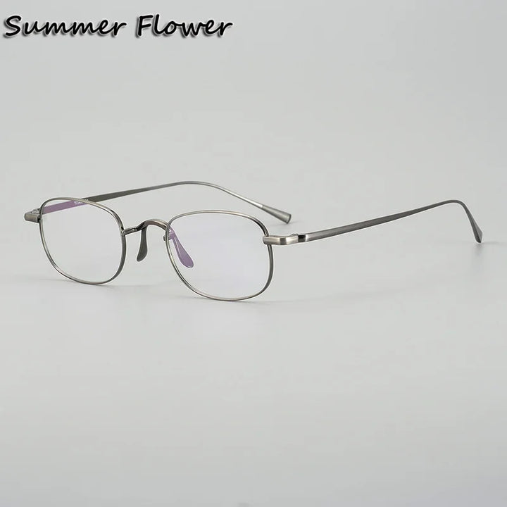 Summer Flower Women's Full Rim Oval Square Titanium Eyeglasses 842165 Full Rim Summer Flower Gray