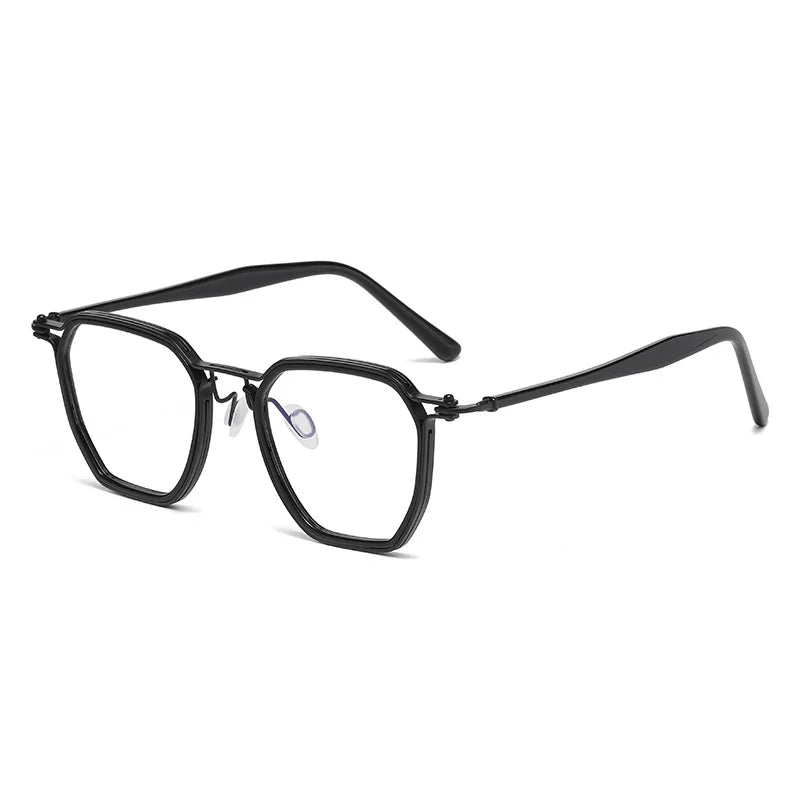 Momoja Unisex Full Rim Big Polygon Titanium Acetate Eyeglasses 725867
