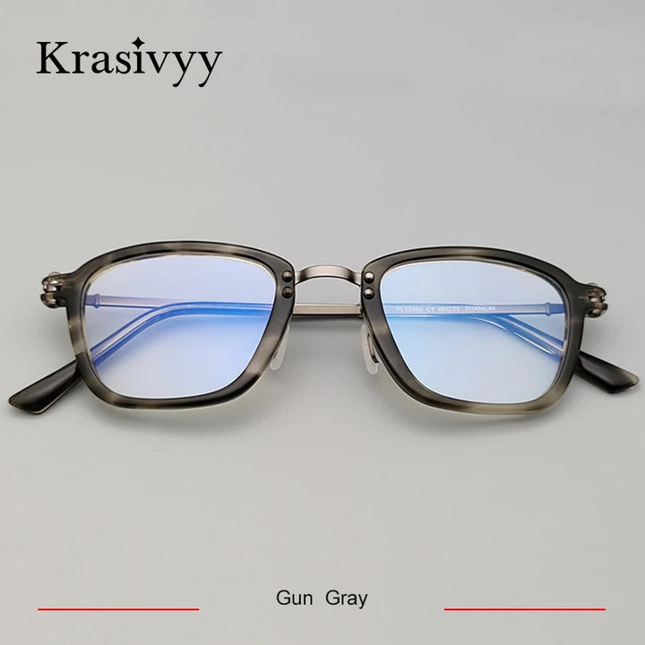 Krasivyy Men's Full Rim Polygon Square Titanium Acetate Eyeglasses 35880