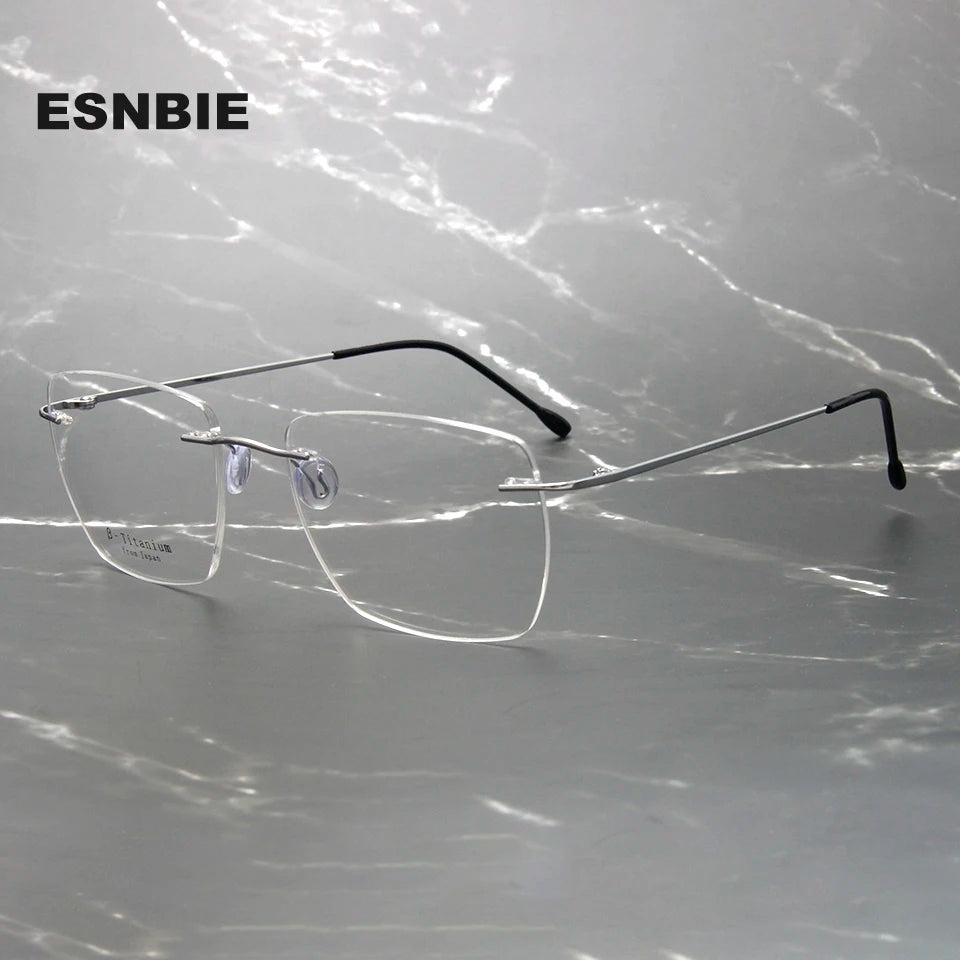 Esnbie Women's Rimless Polygon Square Titanium Eyeglasses 243208