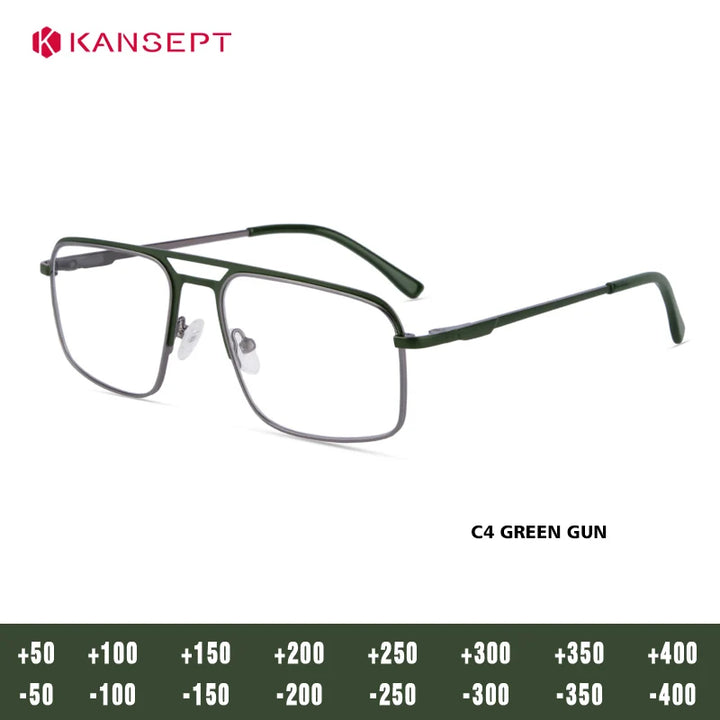 Kansept Women's Full Rim Square Double Bridge Alloy Reading Glasses 72501