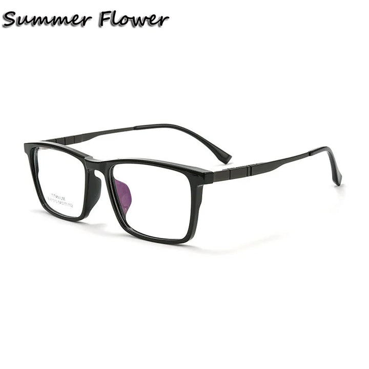 Summer Flower Unisex Full Rim Square Tr 90 Titanium Eyeglasses 61010 Full Rim Summer Flower Black