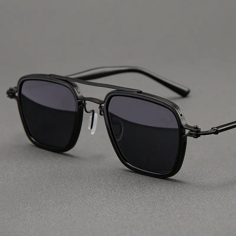 Black Mask Men Full Rim Square Titanium Polarized Sunglasses BM-5875S