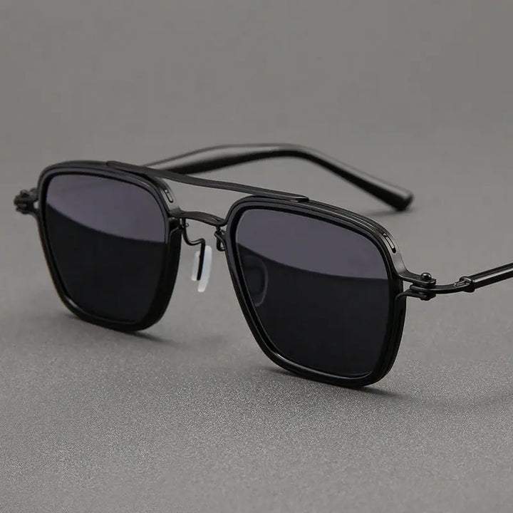 Black Mask Men Full Rim Square Titanium Polarized Sunglasses BM-5875S