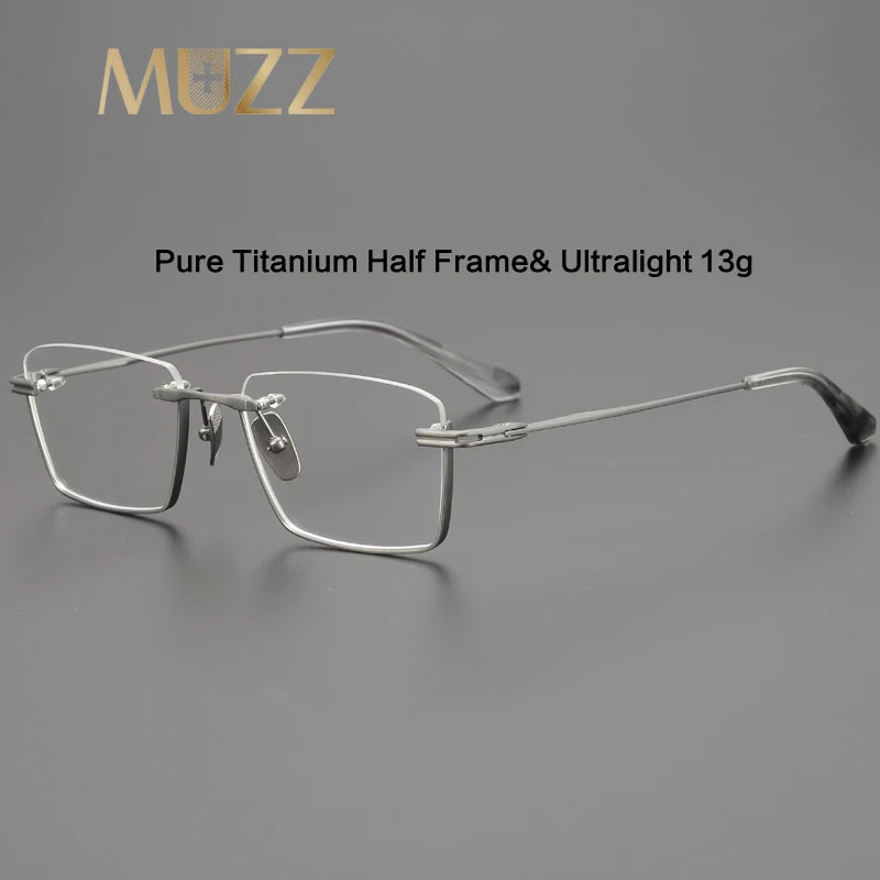 Muzz Unisex Semi Rim Square Titanium Eyeglasses 942416 Semi Rim Muzz