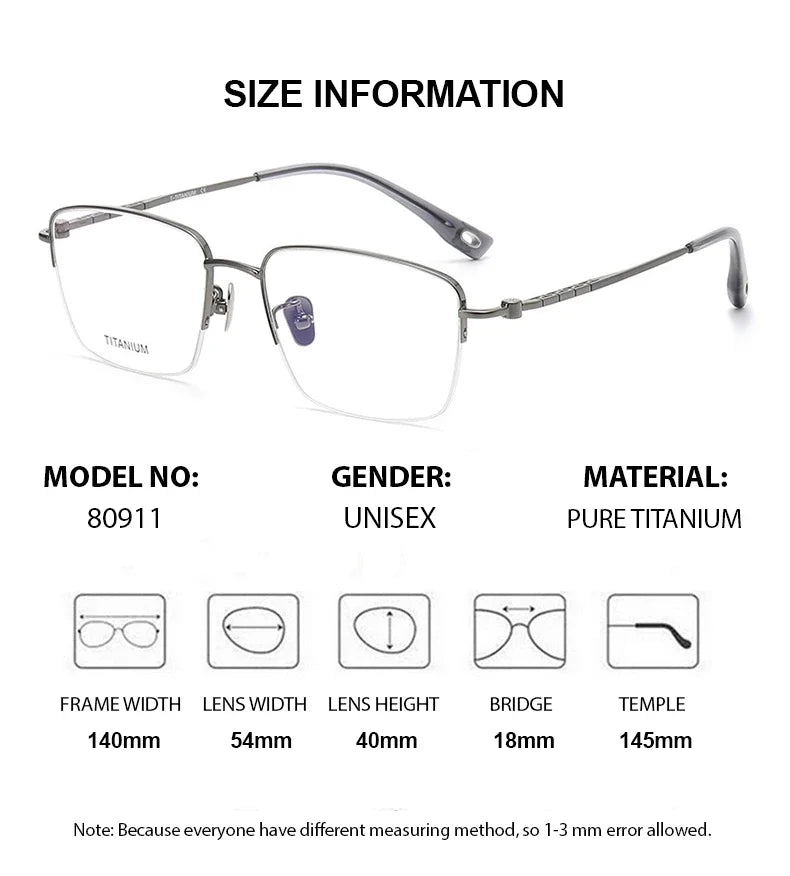 Summer Flower Unisex Semi Rim Square Titanium Eyeglasses 80911