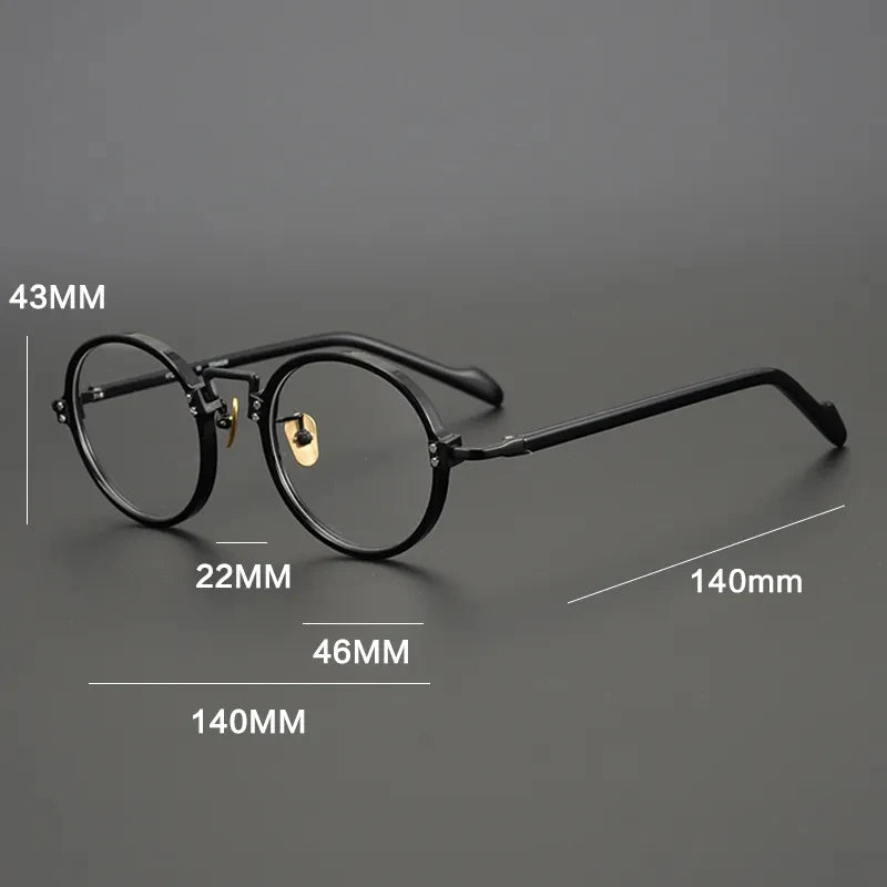 Gatenac Unisex Full Rim Round Acetate Titanium Eyeglasses Gxyj383