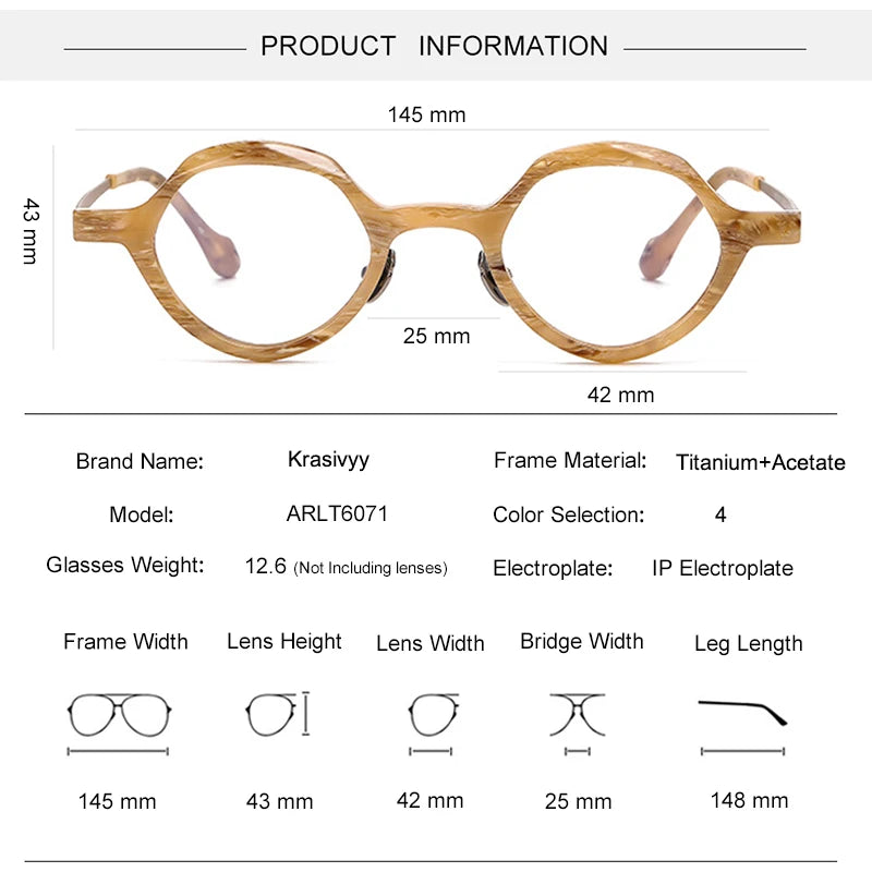 Krasivyy Unisex Full Rim Oval Titanium Acetate Eyeglasses 96071 Full Rim Krasivyy