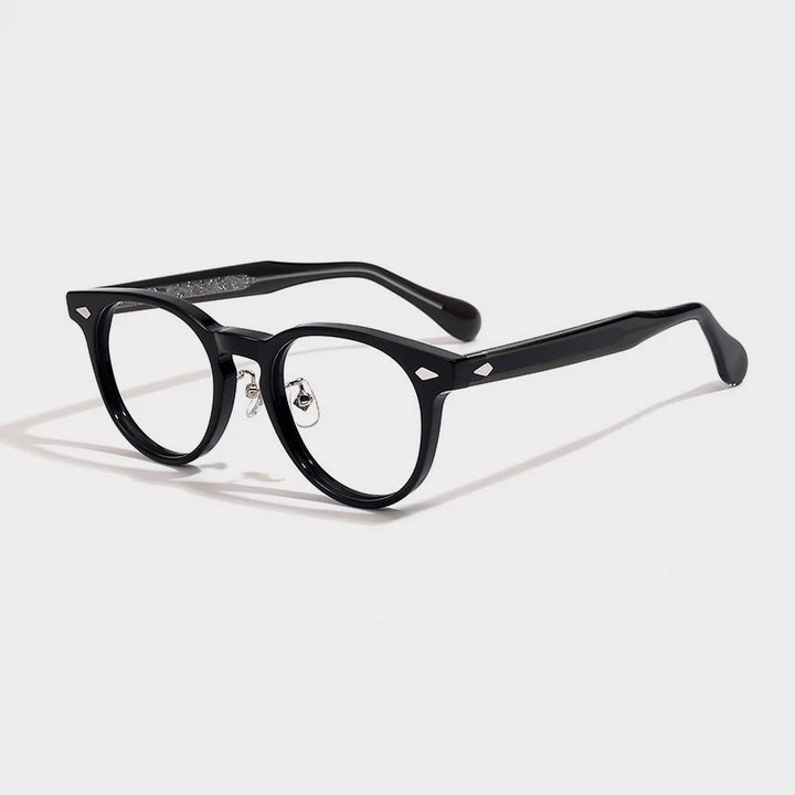 Gatenac Unisex Full Rim Square Oval Acetate Eyeglasses G1519 Full Rim Gatenac Black  