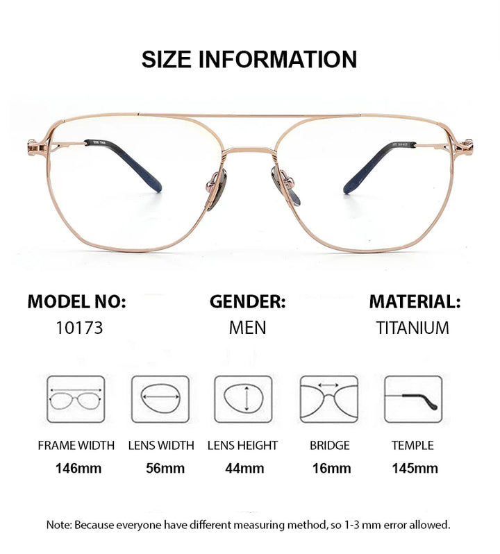 Summer Flower Men's Full Rim Oval Double Bridge Titanium Eyeglasses 10173 Full Rim Summer Flower