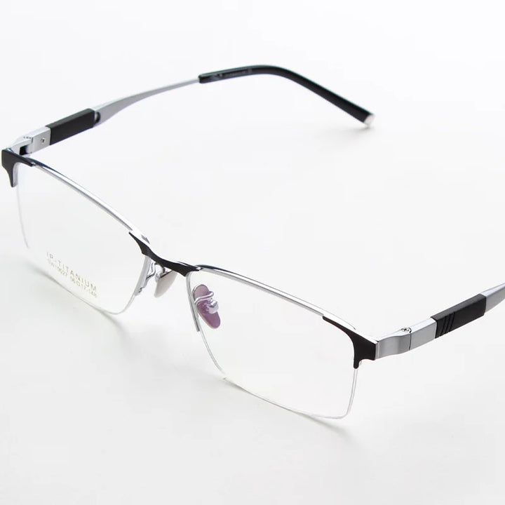Chashma Ochki Men's Semi Rim Square Titanium Eyeglasses 100274