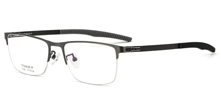 Brightzone Unisex Semi Rim Square Titanium Eyeglasses 71204 Semi Rim Brightzone Gun Color Frame