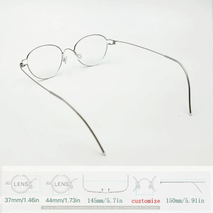 Yujo Unisex Full Rim Oval Steel Custom Nose Bridge Eyeglasses 150591