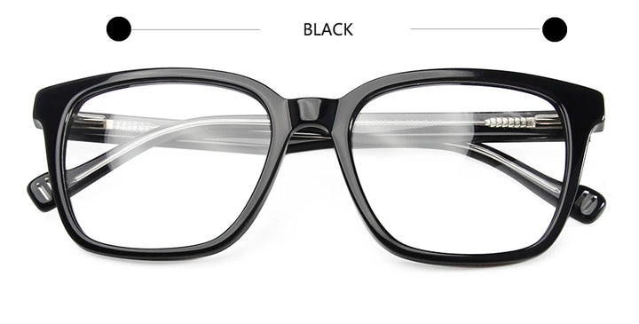 Esnbie Unisex Full Rim Square Acetate Eyeglasses 24054 Full Rim Esnbie BLACK  