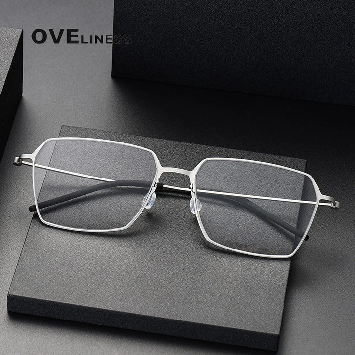 Oveliness Unisex Full Rim Flat Top Square Titanium Eyeglasses O5514 Full Rim Oveliness   