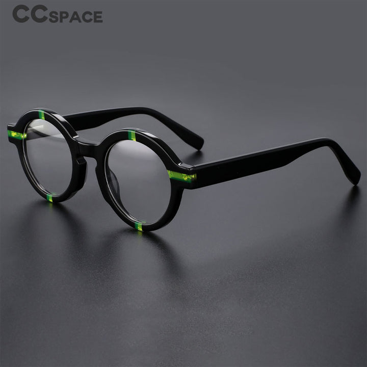 CCSpace Unisex Full Rim Round Acetate Eyeglasses 56500 Full Rim CCspace   