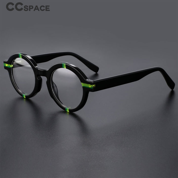 CCspace Unisex Full Rim Round Acetate Eyeglasses 56500 Full Rim CCspace   