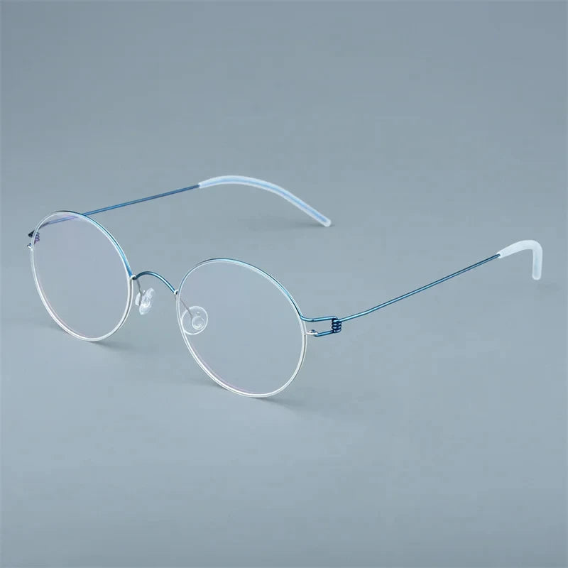 Aimee Women's Full Rim Small Round Screwless Titanium Eyeglasses 13018 Full Rim Aimee Blue  