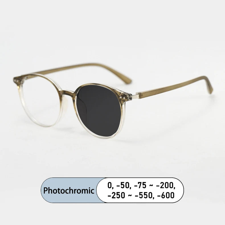 Kocolior Women's Full Rim Round Tr 90 Alloy Photochromic Reading Glasses 38055