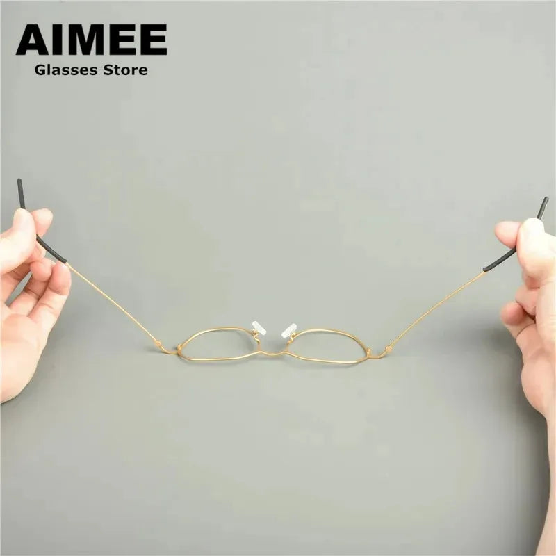 Aimee Unisex Full Rim Flat Top Polygon Round Titanium Eyeglasses 12515 Full Rim Aimee   