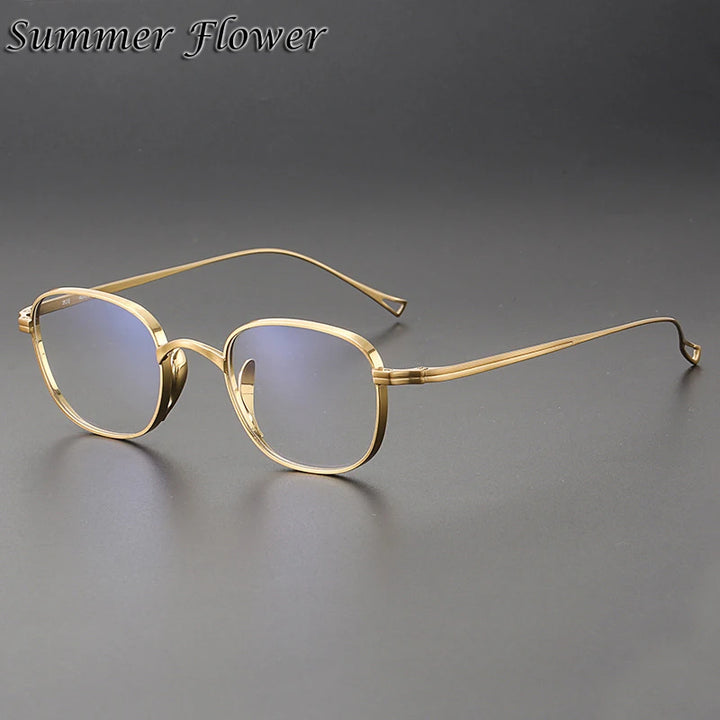 Summer Flower Unisex Full Rim Square Oval Titanium Eyeglasses 842114 Full Rim Summer Flower Gold