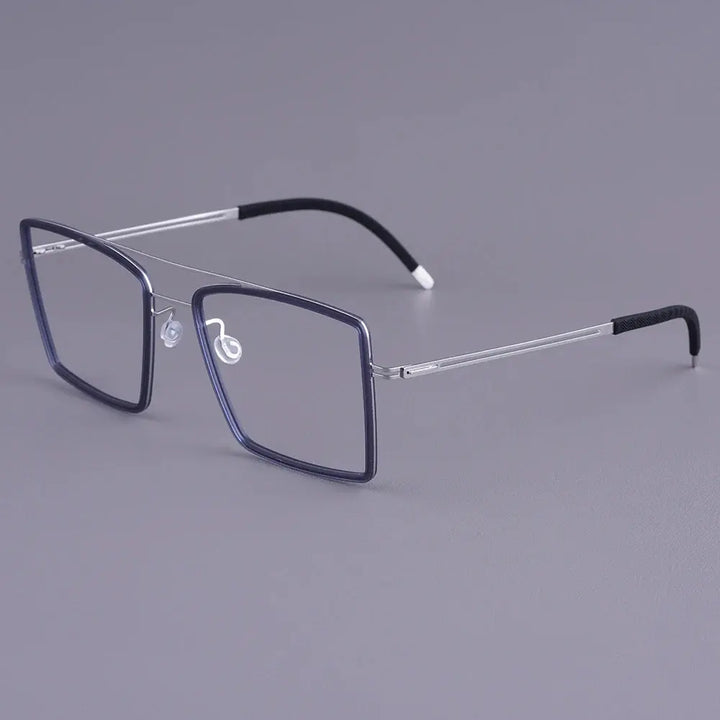 Bobbie 476962 Men’s Screwless Acetate Full Rim Square Titanium Frames FuzWeb