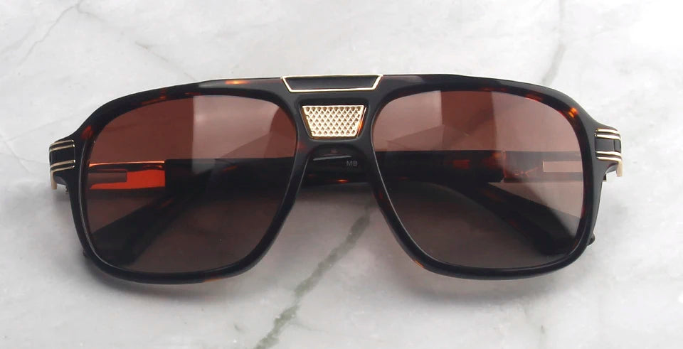 Esnbie Unisex Full Rim Square Double Bridge Acetate Sunglasses 471109