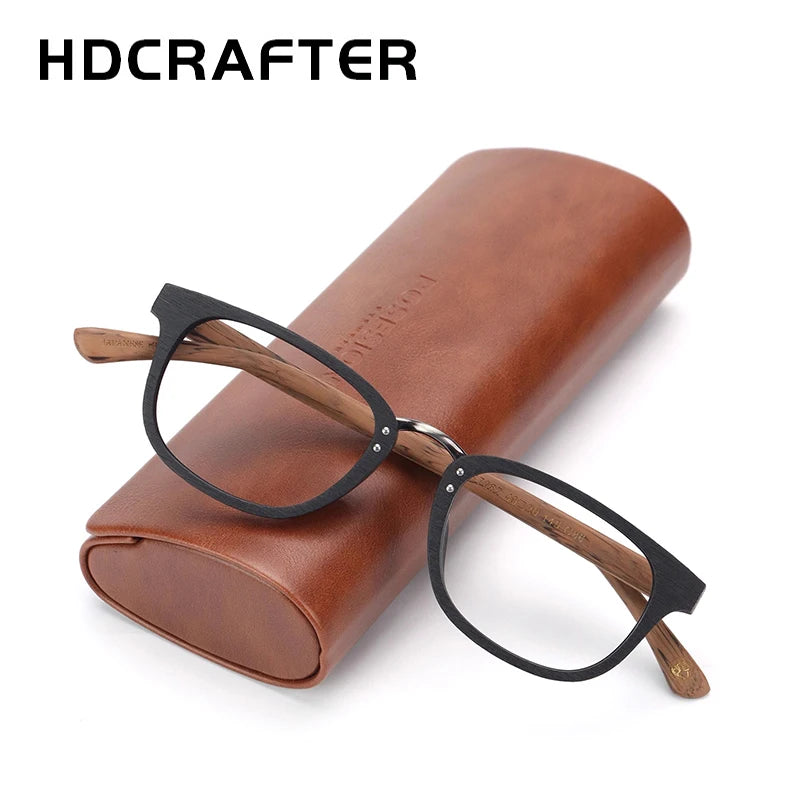 Hdcrafter Women's Full Rim Square Wood Alloy Eyeglasses 87082