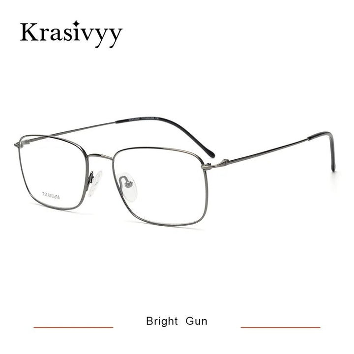 Krasivyy Men's Full Rim Square Titanium Eyeglasses Kr8407 Full Rim Krasivyy Bright Gun  