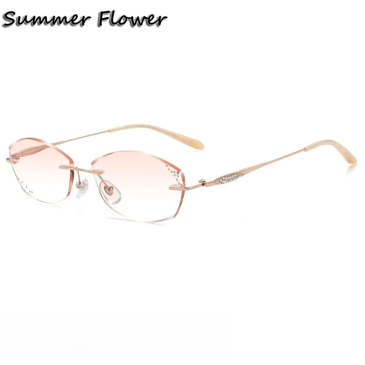 Summer Flower Women's Rimless Big Oval Titanium Eyeglasses 69142