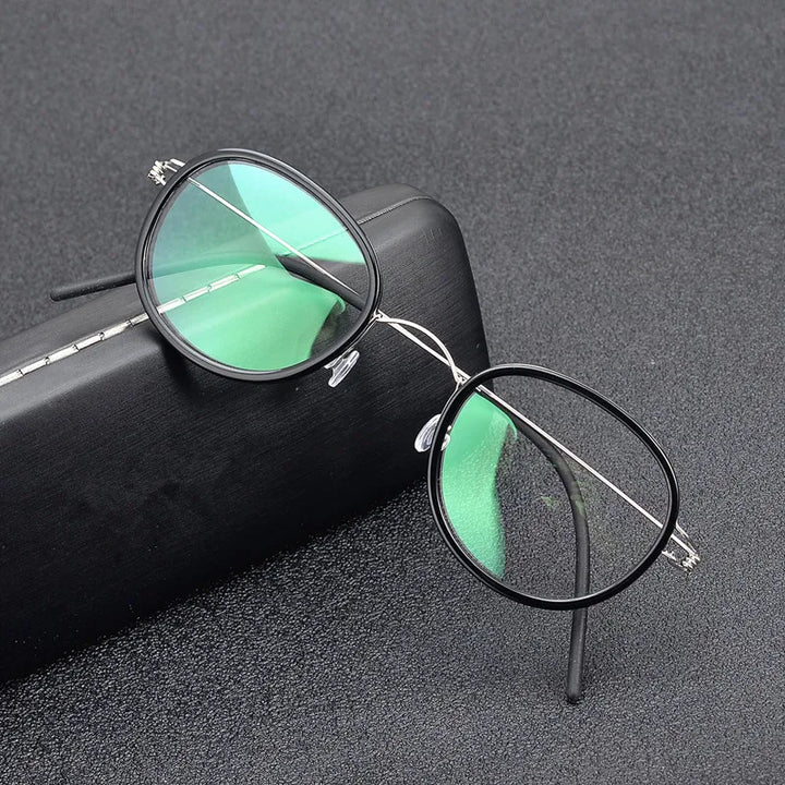 Aimee Unisex Full Rim Oval Square Titanium Acetate Eyeglasses 462440