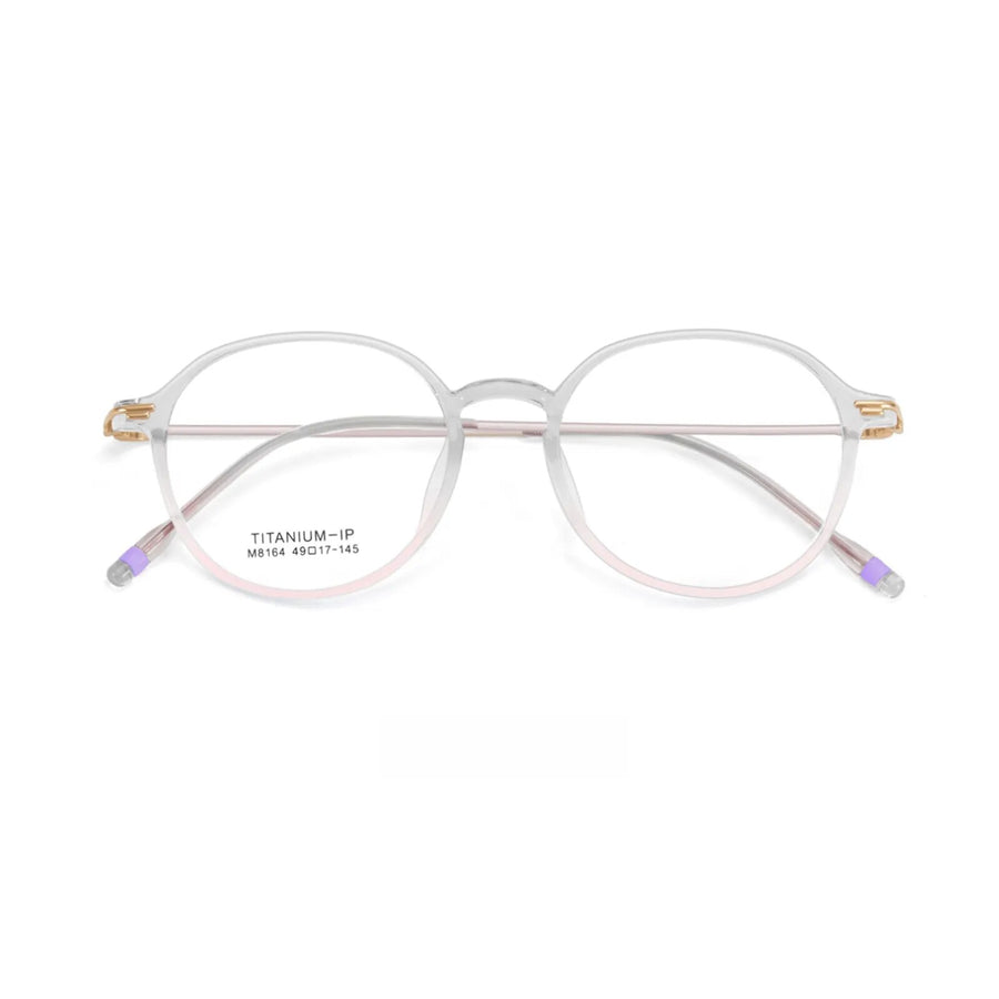 Yimaruili Unisex Full Rim Round Tr 90 Titanium Eyeglasses M8164 Full Rim Yimaruili Eyeglasses Gray Gradient Pink  