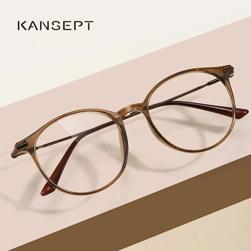 Kansept Women's Full Rim Round Oval Tr 90 Titanium Reading Glasses 44008 Reading Glasses Kansept   