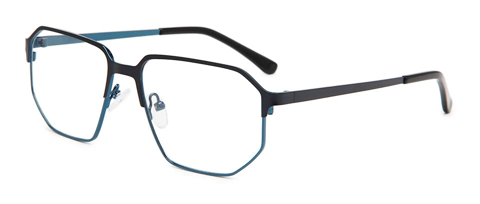 Esnbie Women's Full Rim Flat Top Polygon Alloy Eyeglasses 761021