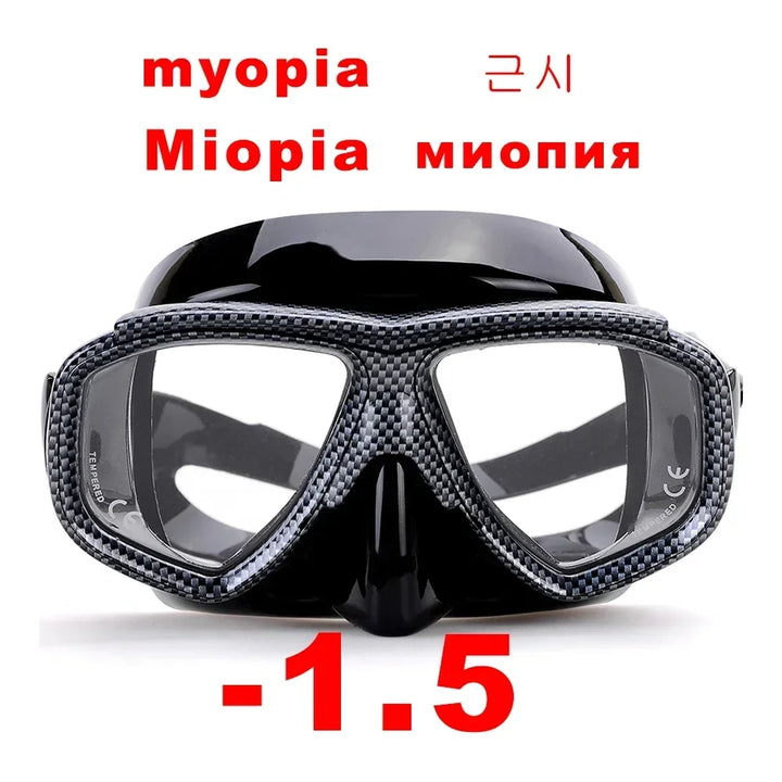 Aleefa Unisex Goggle Pc Tempered Glass Lens Silicone Myopic Swim Mask 64203