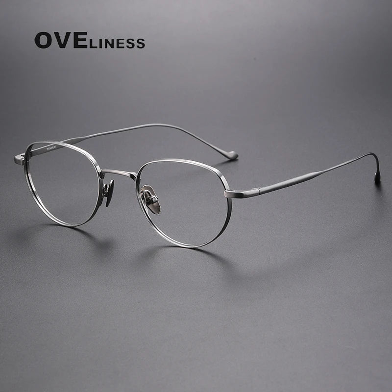 Oveliness Unisex Full Rim Oval Titanium Eyeglasses 0100 Full Rim Oveliness silver  