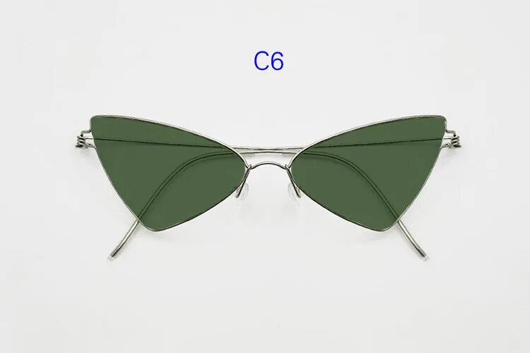 Yuujo Women's Full Rim Cat Eye Stainless Steel Polarized Sunglasses 6340 Sunglasses Yujo C6 China 