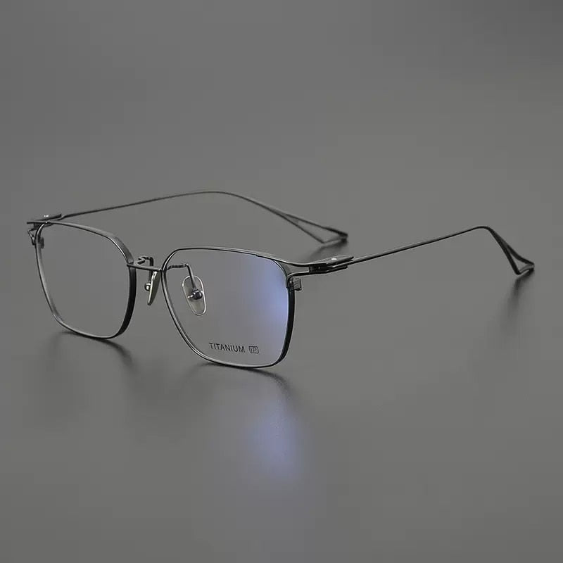 Gatenac Men's Full Rim Big Square Titanium Eyeglasses Gxyj1063 Full Rim Gatenac Black  