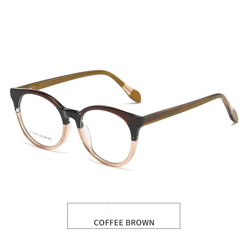 KatKani Women's Full Rim Square Acetate Eyeglasses F7704 Full Rim KatKani Eyeglasses Coffee brown  