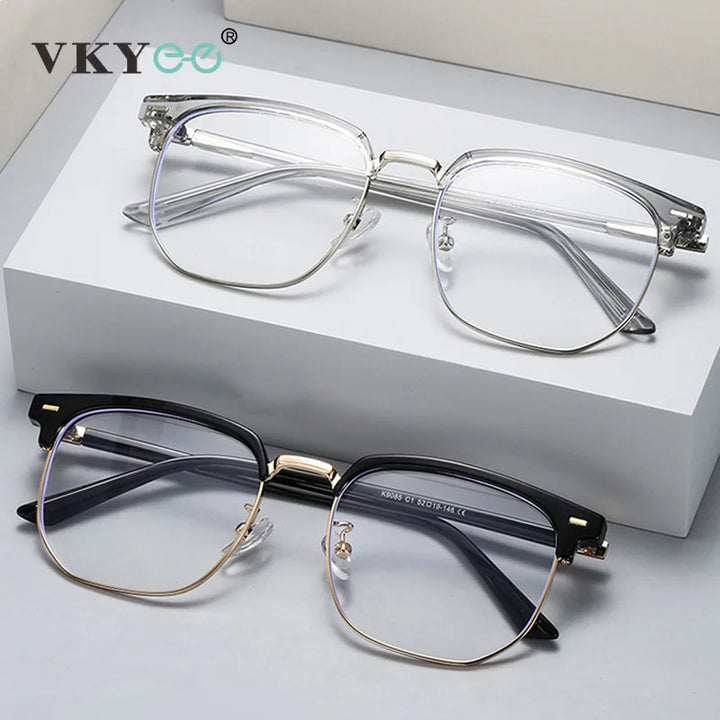 Vicky Unisex Full Rim Square Tr 90 Alloy Reading Glasses 49085 Reading Glasses Vicky   