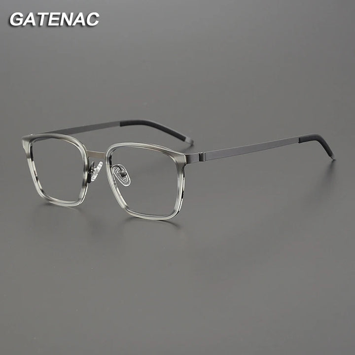 Gatenac Unisex Full Rim Square Acetate Stainless Steel Eyeglasses Gxyj1223 Full Rim Gatenac   