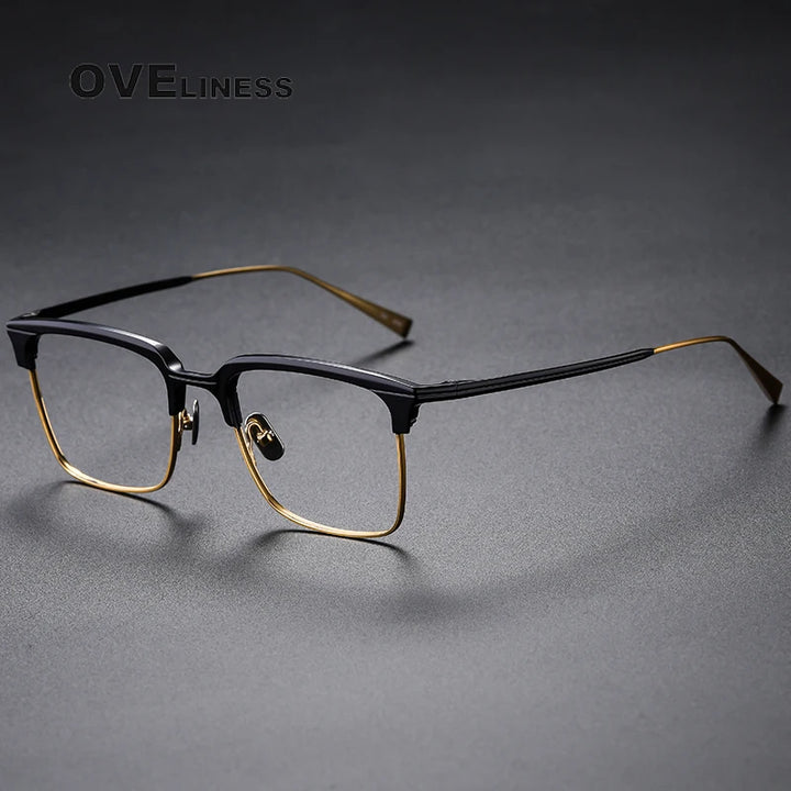 Oveliness Women's Full Rim Square Acetate Titanium Eyeglasses 3089 Full Rim Oveliness black gold  