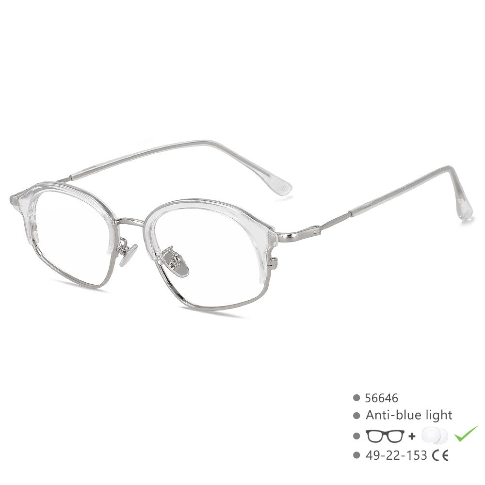 CCSpace Unisex Full Rim Irregular Rectangle Alloy Eyeglasses 56646 Full Rim CCspace C3Clear  