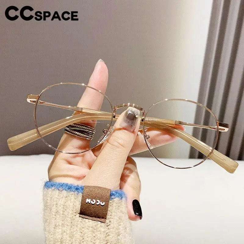 CCSpace Unisex Full Rim Oval Alloy Acetate Eyeglasses 57243 Full Rim CCspace   