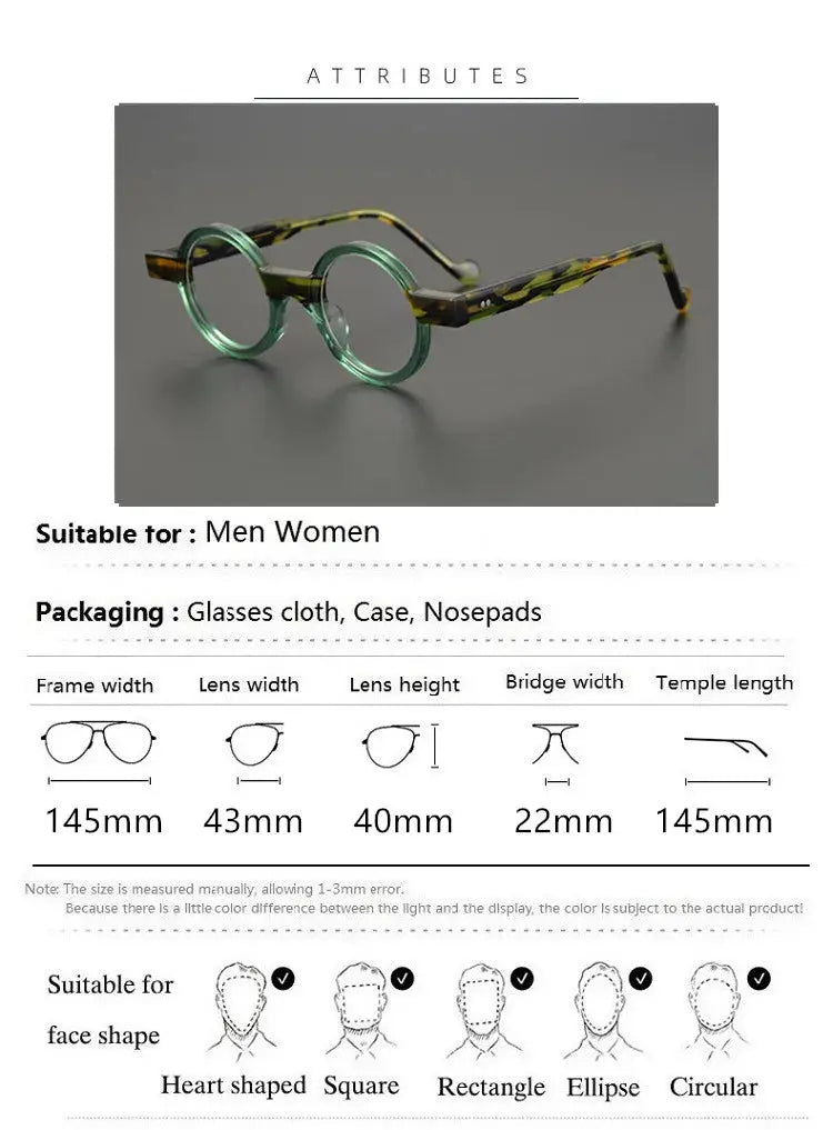 Aimee Unisex Full Rim Round Acetate Thick Temple Eyeglasses 402243 FuzWeb