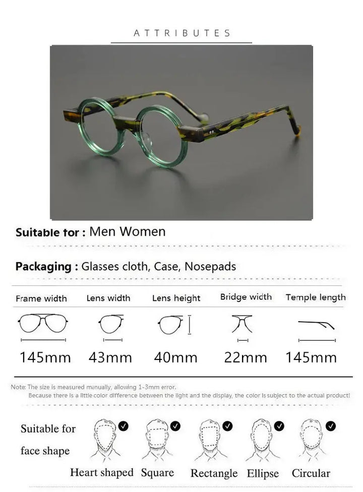 Aimee Unisex Full Rim Round Acetate Thick Temple Eyeglasses 402243 FuzWeb