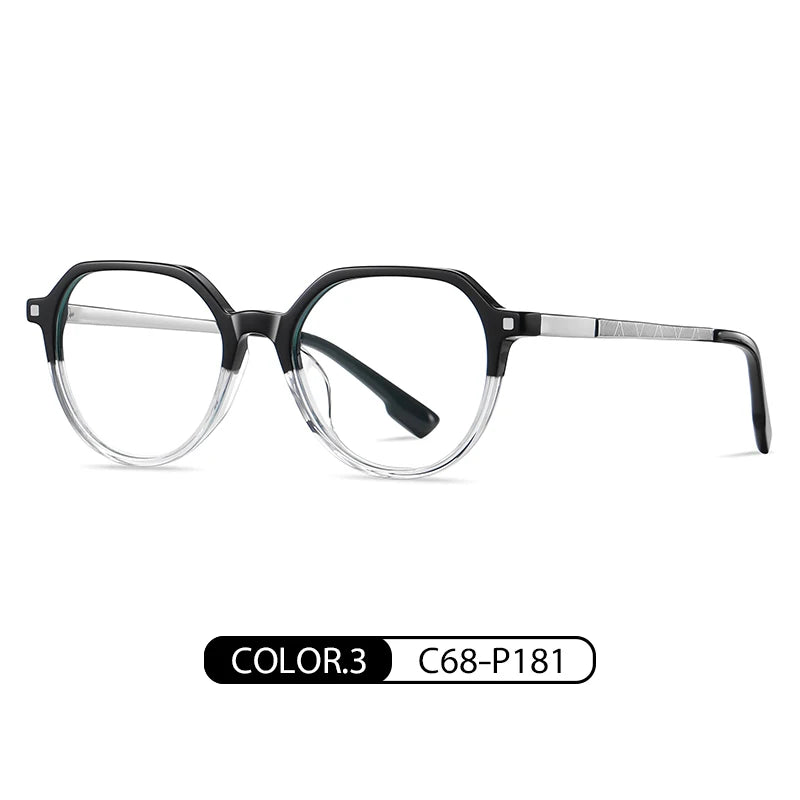 Gmei Women's Full Rim Polygon Acetate Alloy Eyeglasses 9226 Full Rim Gmei Optical C68-P181  