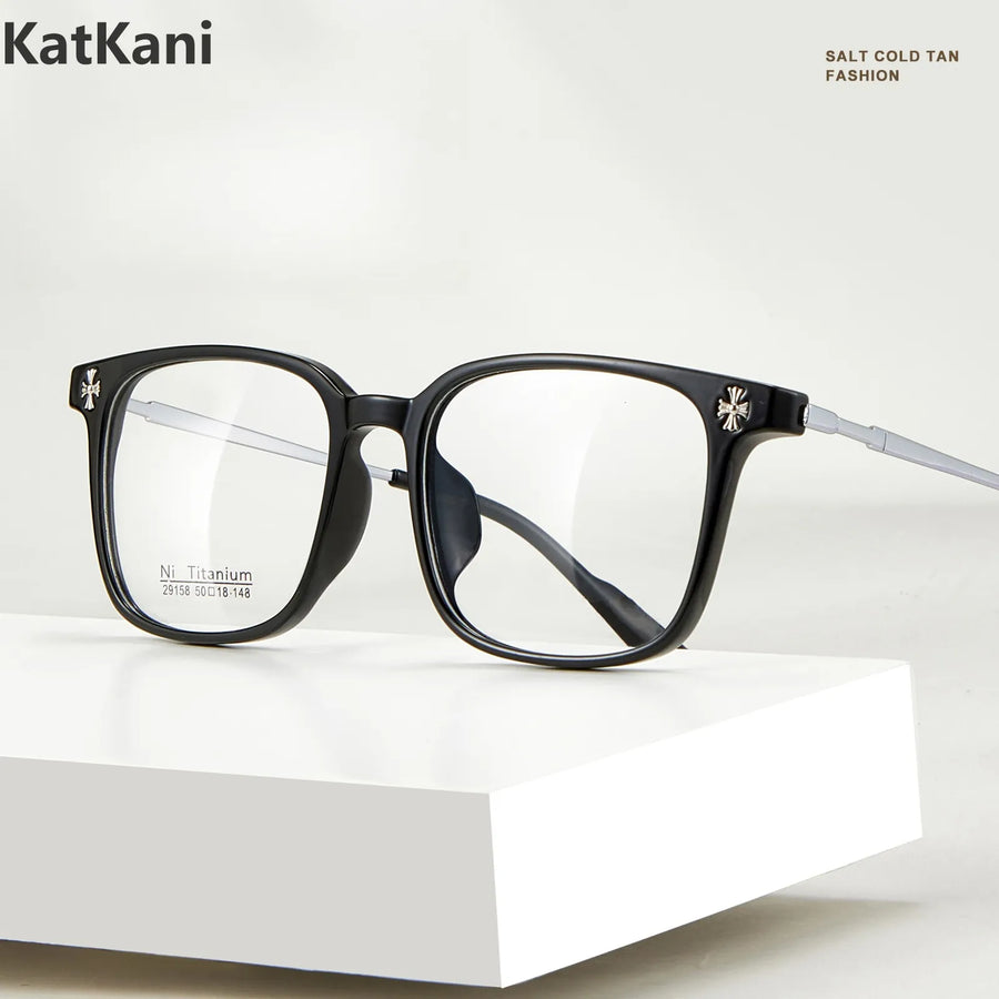 KatKani Unisex Full Rim Square Tr 90 Titanium Eyeglasses 29158 Full Rim KatKani Eyeglasses   