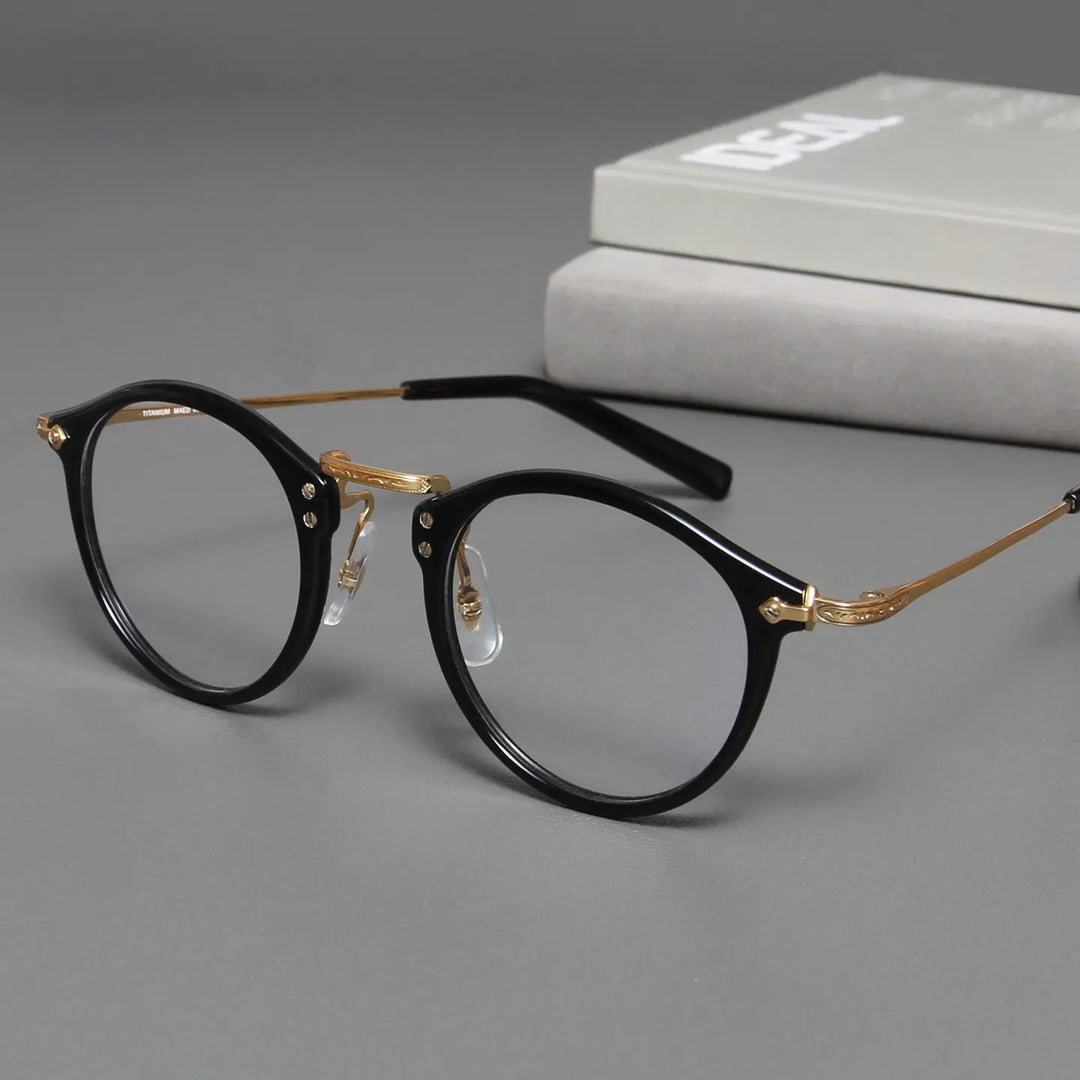 Black Mask Unisex Full Rim Round Titanium Eyeglasses BM-B805