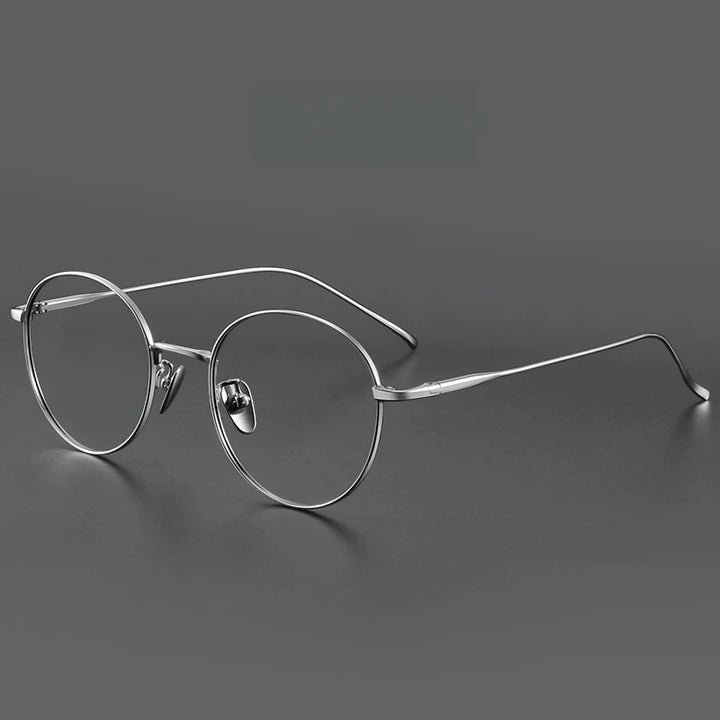 Yimaruili Unisex Full Rim Round Titanium Eyeglasses Y1644 Full Rim Yimaruili Eyeglasses Silver  